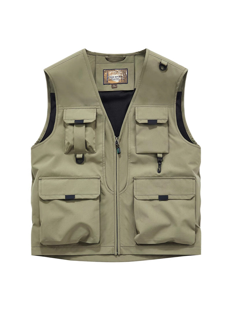 Herren Multifunktionale Utility-Weste mit Mehrfach‑Taschen und robustem Reißverschluss Drune