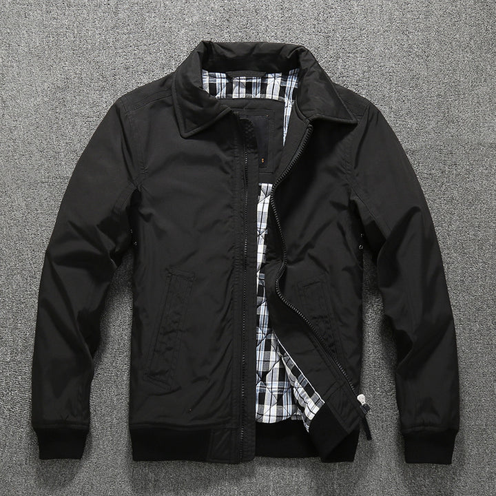 Herren Übergangsjacke im Harrington-Stil mit gesteppter Innenfütterung und Rippbündchen Drune