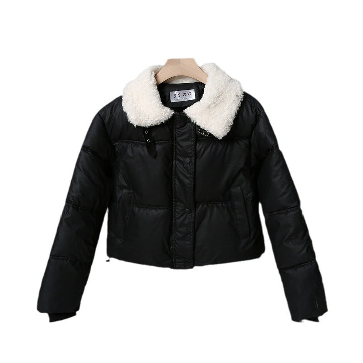Damen nan kurze gesteppte Winterjacke mit Teddykragen, wattierter Isolierung und verdecktem Druckknopfverschluss Drune