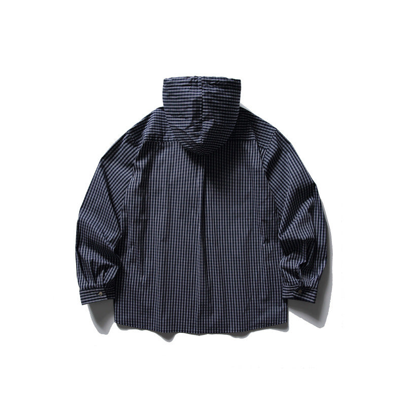Unisex Oversized Kapuzen-Overshirt aus Baumwollmix mit Brustklappen und durchgehender Knopfleiste Drune
