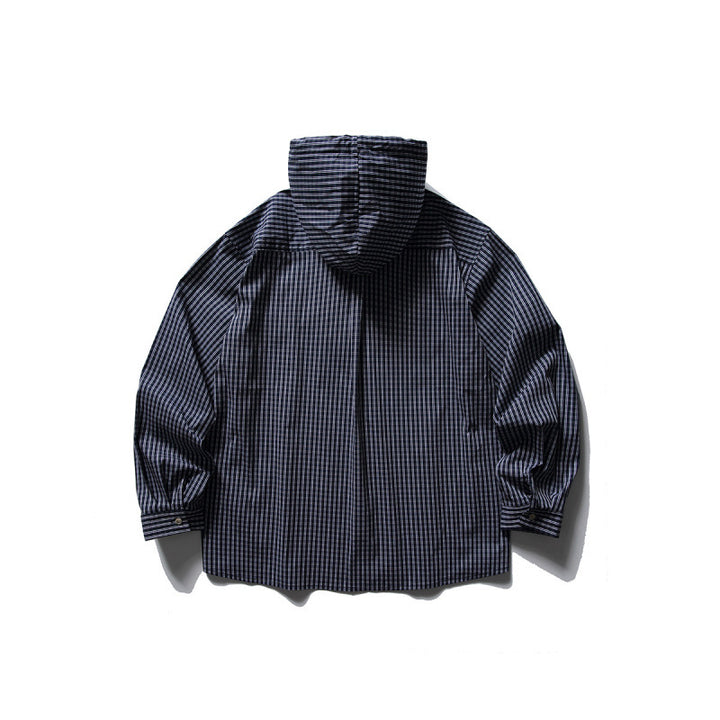 Unisex Oversized Kapuzen-Overshirt aus Baumwollmix mit Brustklappen und durchgehender Knopfleiste Drune