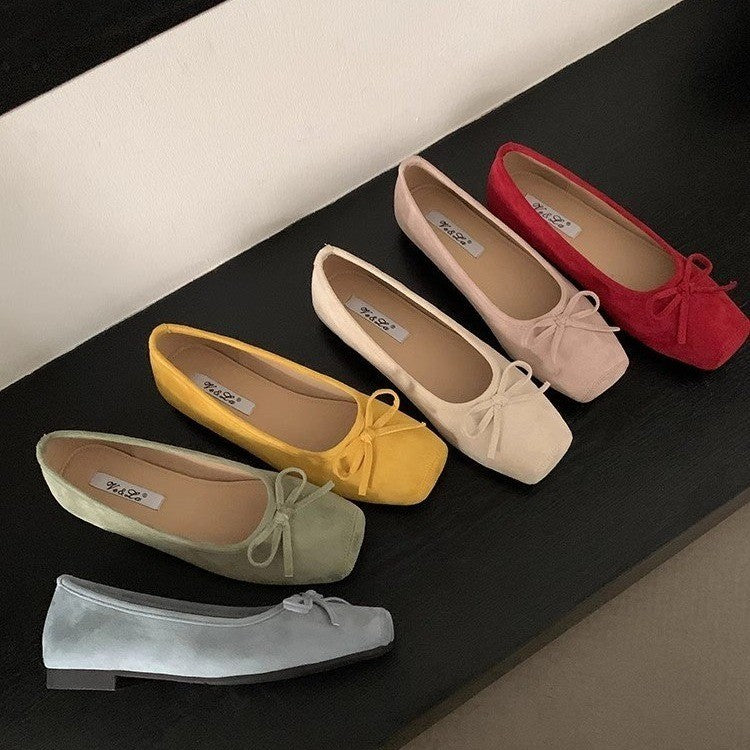 Damen Ballerinas aus hochwertigem Wildleder mit filigranem Schleifendetail Drune