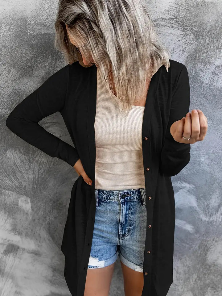 Damen Langer Strickcardigan mit Taschen Drune