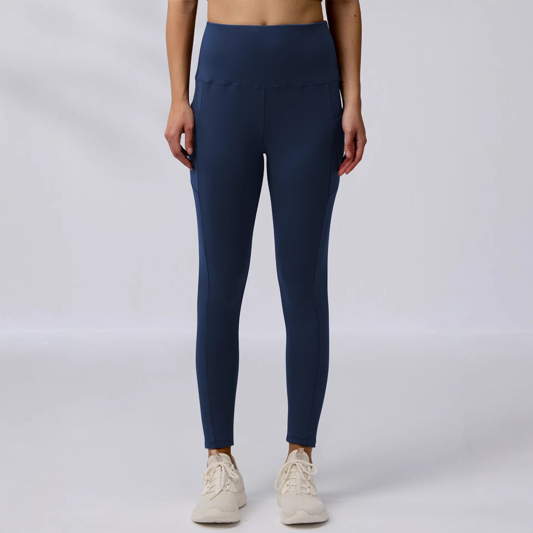 Damen Knöchelhohe Sportleggings mit hohem Bund und seitlicher Smartphone-Tasche Drune