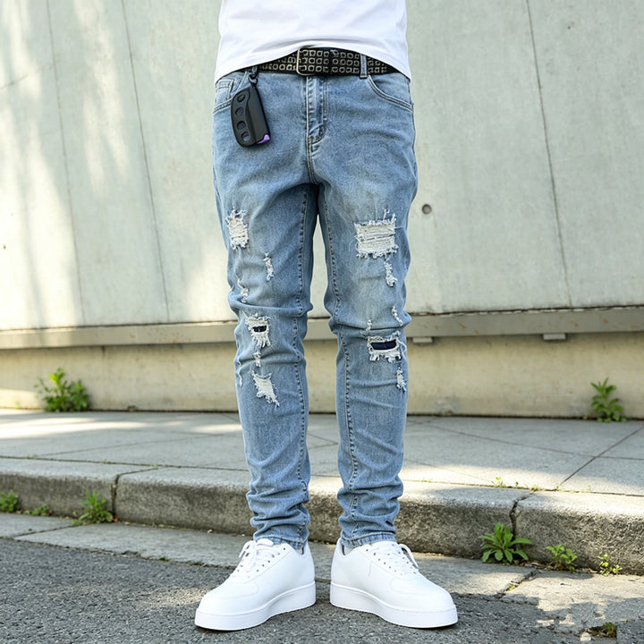Herren Enganliegende Ripped Jeans Drune