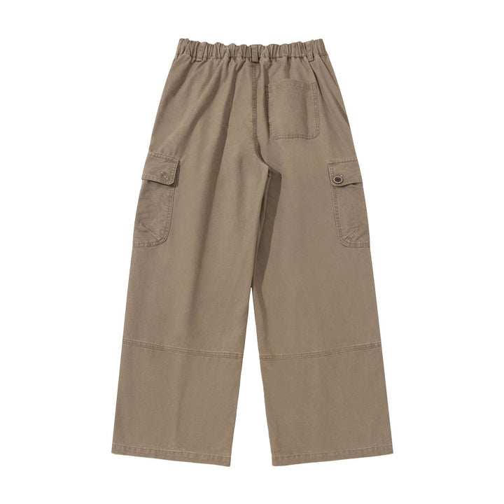 Damen hochgeschnittene Cargo‑Hose mit weitem Bein und Klappentaschen Drune