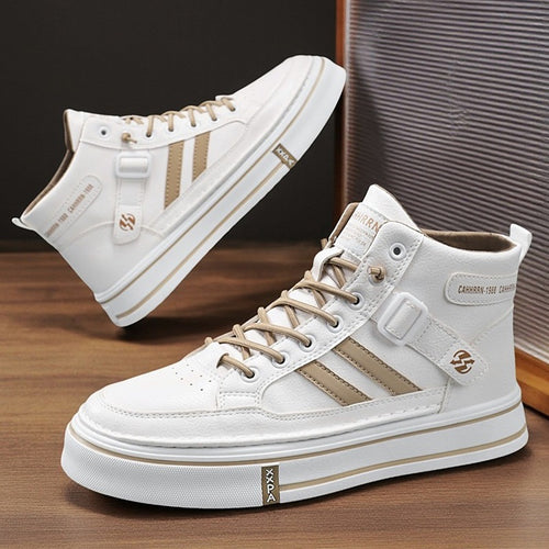 Unisex Mid-Top Street-Sneaker mit verstärkter Cupsohle, dekorativem Gurt und gepolstertem Knöchelkragen Drune