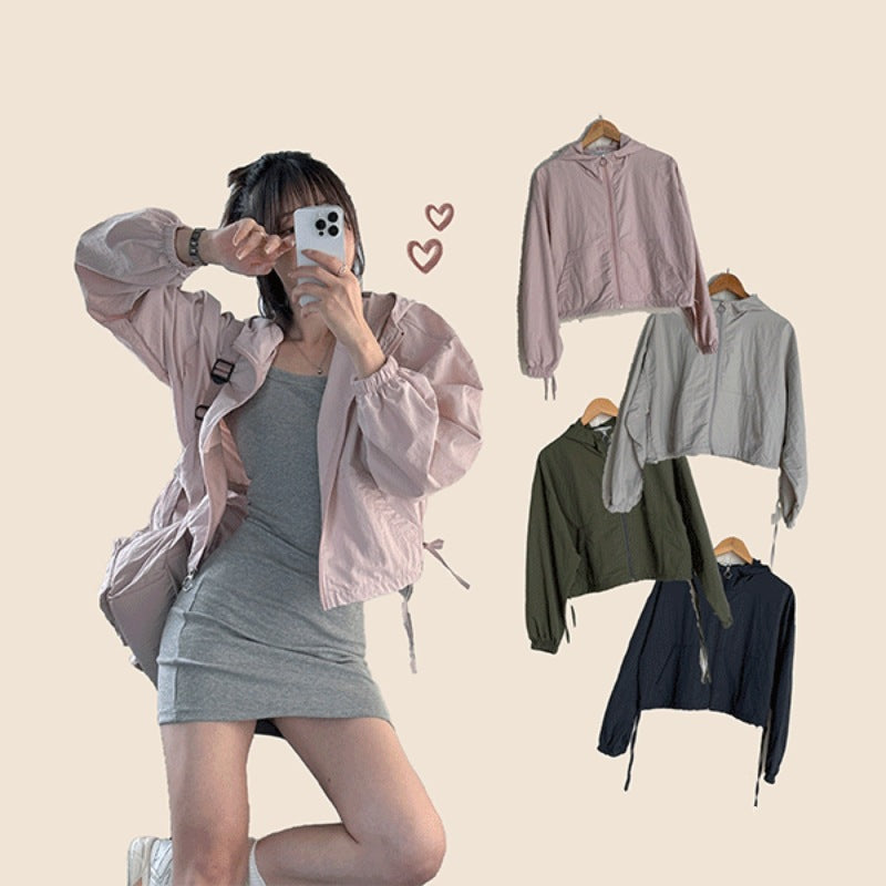 Damen leichte, atmungsaktive Outdoor-Jacke mit Kordelzug Drune