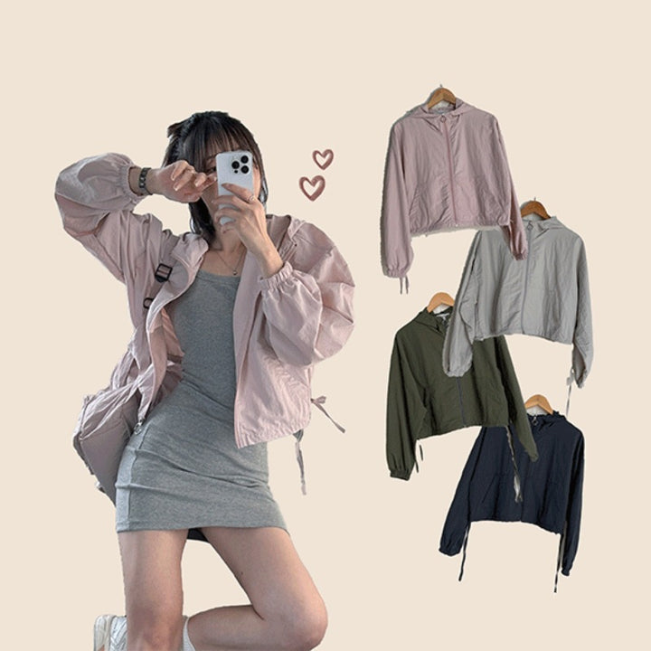 Damen leichte, atmungsaktive Outdoor-Jacke mit Kordelzug Drune