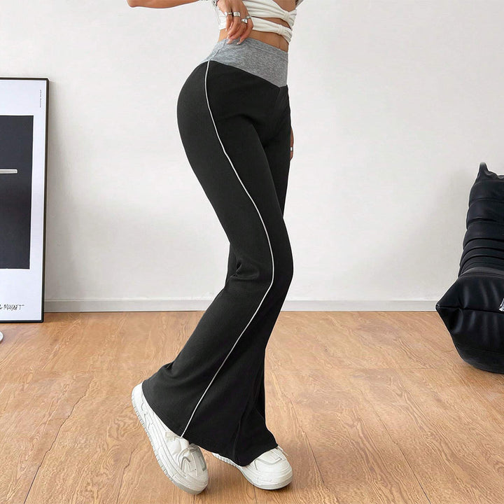 Damen Sportliche Flared-Hose mit hohem Bund und kontrastierenden Seiteneinsätzen Drune