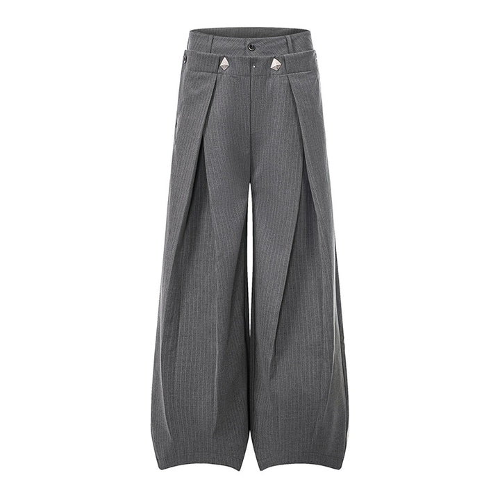 Damen Weite High-Waist Culotte-Hose mit markanter Faltenlegung und Zierknopf-Details Drune