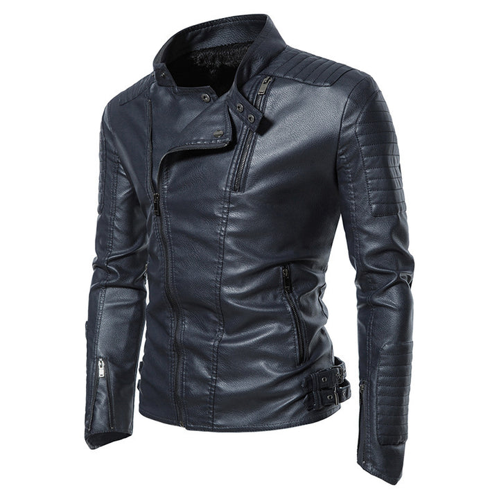 Herren Kunstleder‑Bikerjacke mit gesteppter Schulter‑ und Ärmelpartie Drune