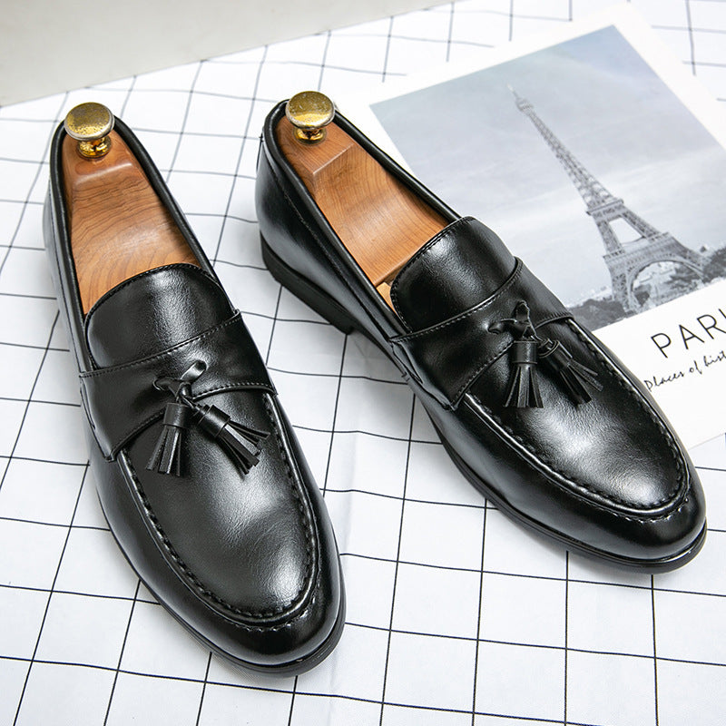 Herren klassische Tassel-Lederloafer mit Mokassinnaht, gepolsterter Komfortinnensohle und rutschfester Gummilaufsohle Drune