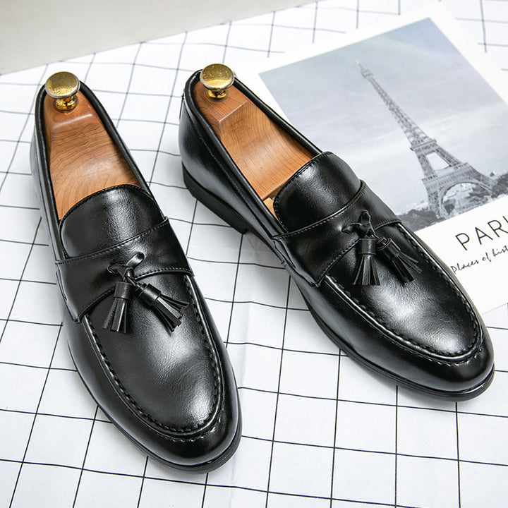 Herren klassische Tassel-Lederloafer mit Mokassinnaht, gepolsterter Komfortinnensohle und rutschfester Gummilaufsohle Drune