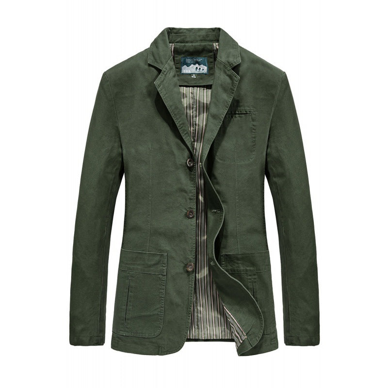 Herren nan legeres Baumwoll-Twill Sakko mit aufgesetzten Taschen und gestreiftem Innenfutter Drune