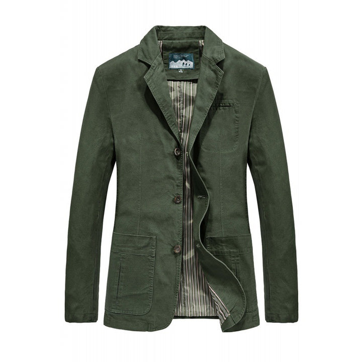 Herren nan legeres Baumwoll-Twill Sakko mit aufgesetzten Taschen und gestreiftem Innenfutter Drune
