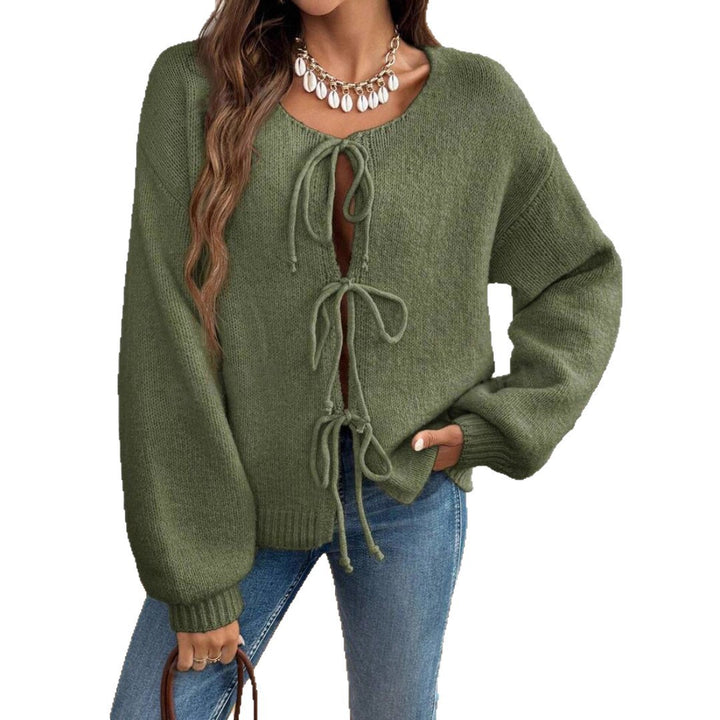 Damen Pullover mit Kordelzug und überschnittenen Ärmeln Drune