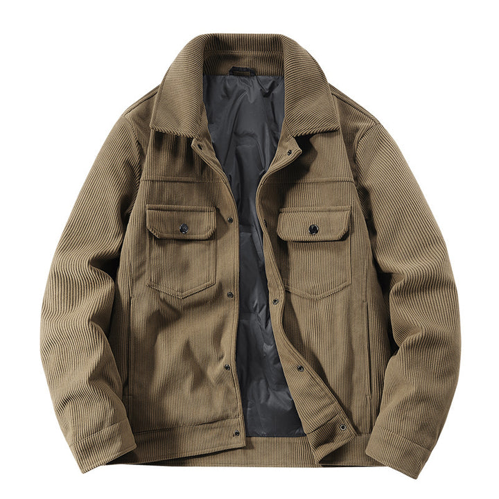 Herren Kordjacke mit gestepptem Innenfutter, zwei Brusttaschen und Druckknopfverschluss Drune