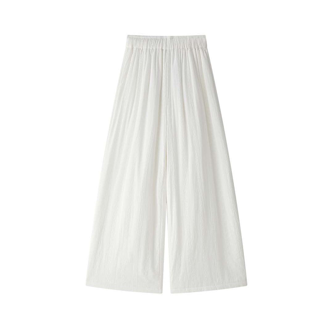 Damen Weite High‑Waist Leinenoptik‑Schlaghose mit elastischem Bund und seitlichen Eingrifftaschen Drune