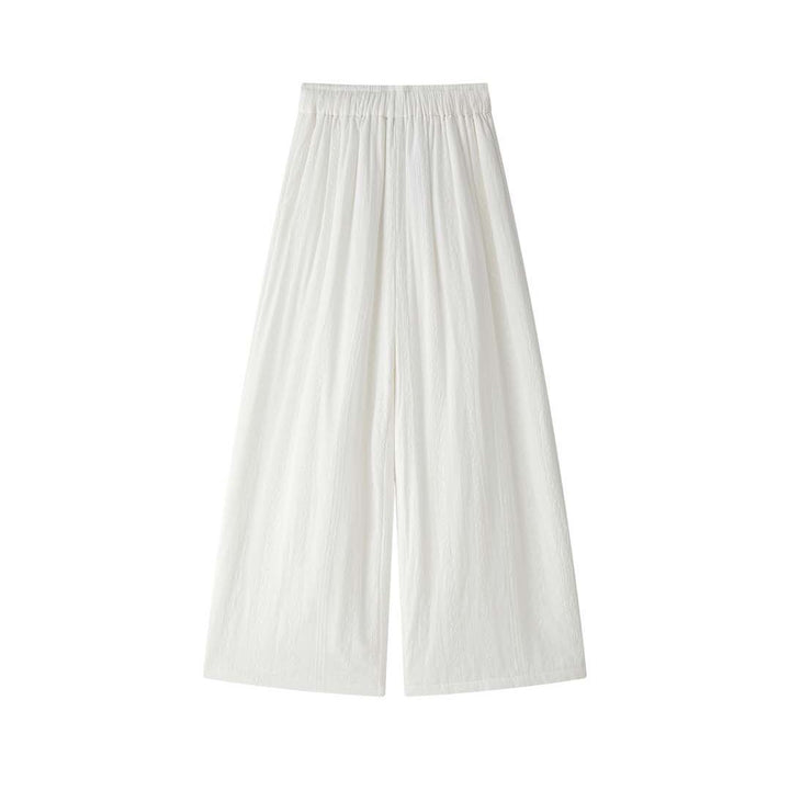 Damen Weite High‑Waist Leinenoptik‑Schlaghose mit elastischem Bund und seitlichen Eingrifftaschen Drune