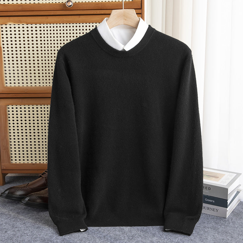 Herren Schlichter Rundhals-Feinstrickpullover kaschmirähnliche Haptik mit gerippten Abschlüssen Drune