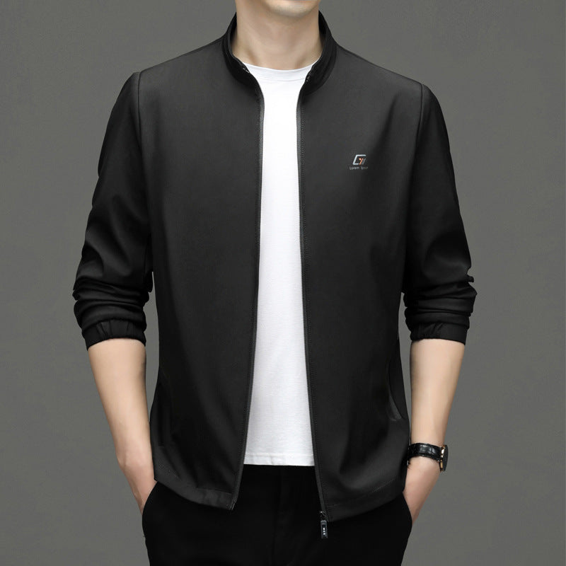 Herren sportliche Zip-Jacke mit modernem Stehkragen und funktionalen Reißverschlusstaschen Drune