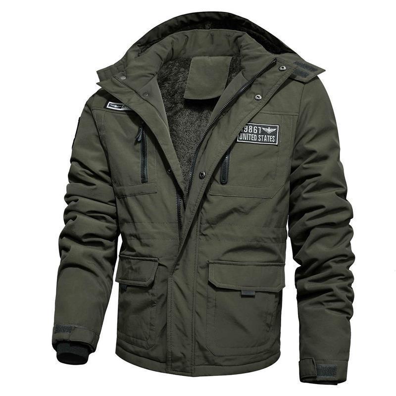 Herren Military-Influenced Thermo-Parka mit wärmender Fleecefutter‑Innenlage und Multifunktions‑Taschen Drune