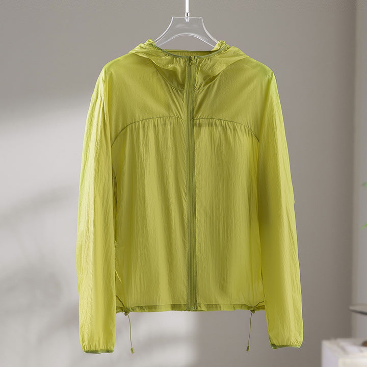 Damen Ultraleichte Packbare Schutzjacke mit Kapuze und verstellbarem Saum Drune