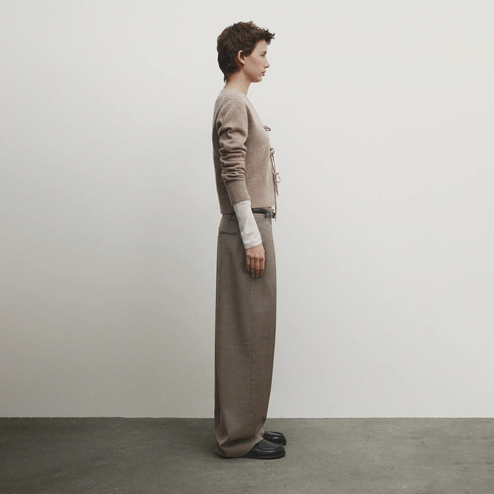 Damen kuschelige Strickjacke mit Bindegürtel und V-Ausschnitt Drune