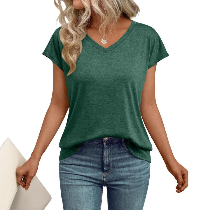 Damen V-Ausschnitt T-Shirt aus leichtem, atmungsaktivem Stoff Drune
