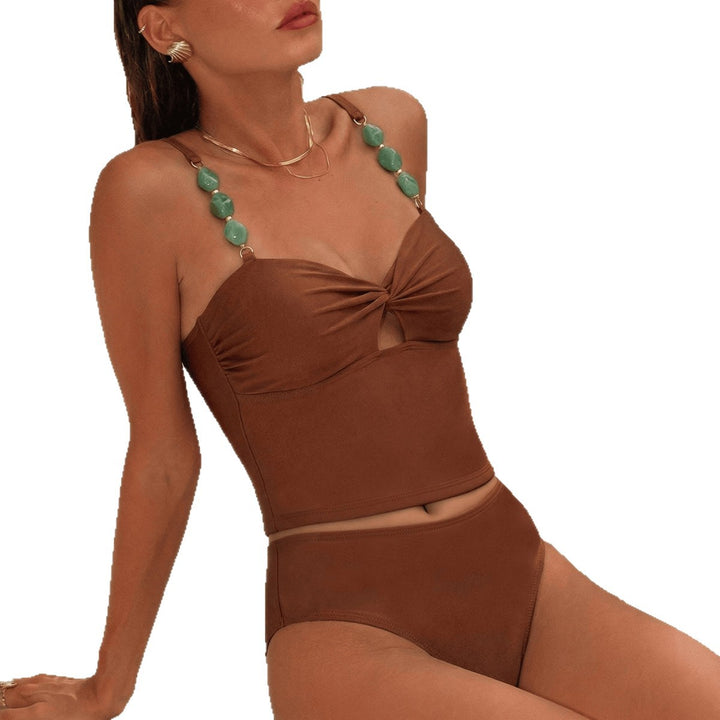 Damen Crop-Top Bikini mit dekorativen Trägerdetails Drune