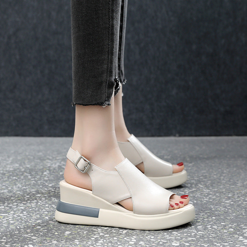 Damen Moderne Plateau‑Sandalette mit ergonomischem Memory‑Fußbett, verstellbarem Fersenriemen und rutschfester Gummisohle Drune