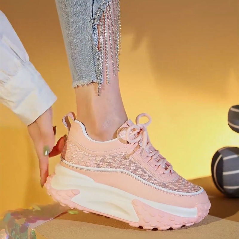 Damen Modische Chunky Sneakers mit luftiger Mesh-Oberfläche und verstärktem Fersenbereich Drune
