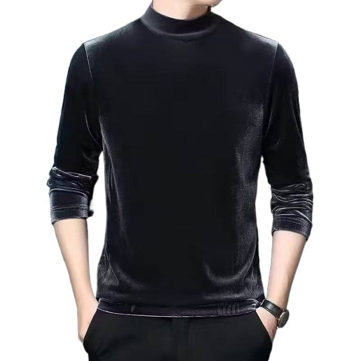 Herren Feiner Samt-Halbrollkragenpullover Slim-Fit Drune