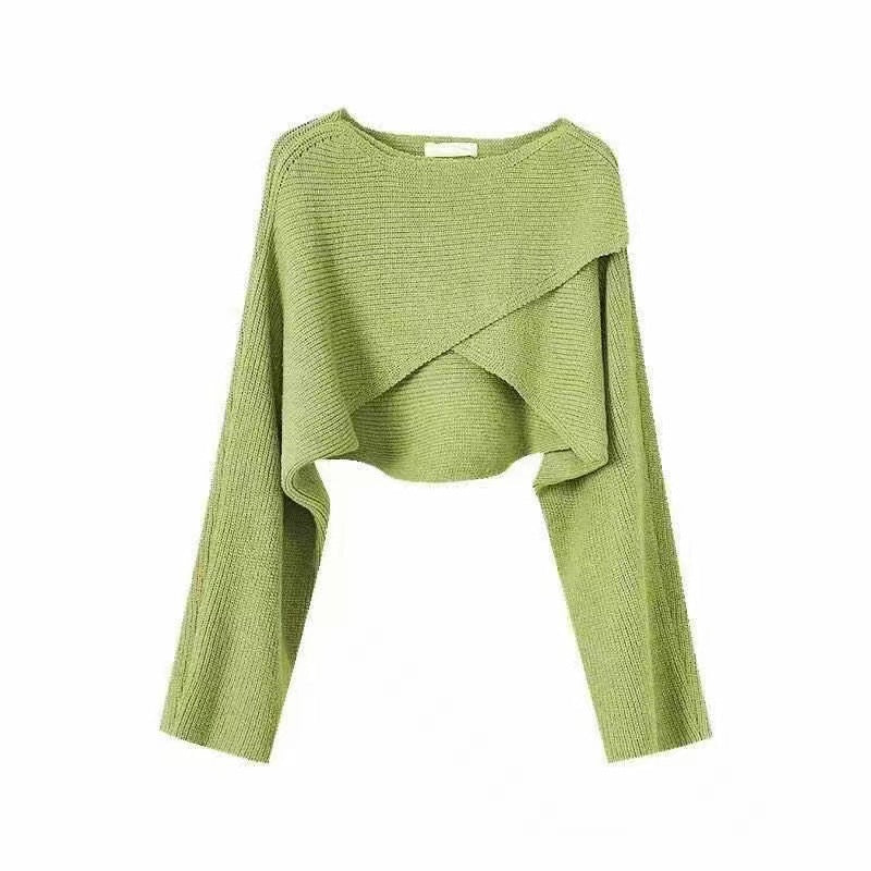 Damen lässiger Cropped-Pullover mit asymmetrischem Schnitt und strukturierter Oberfläche Drune