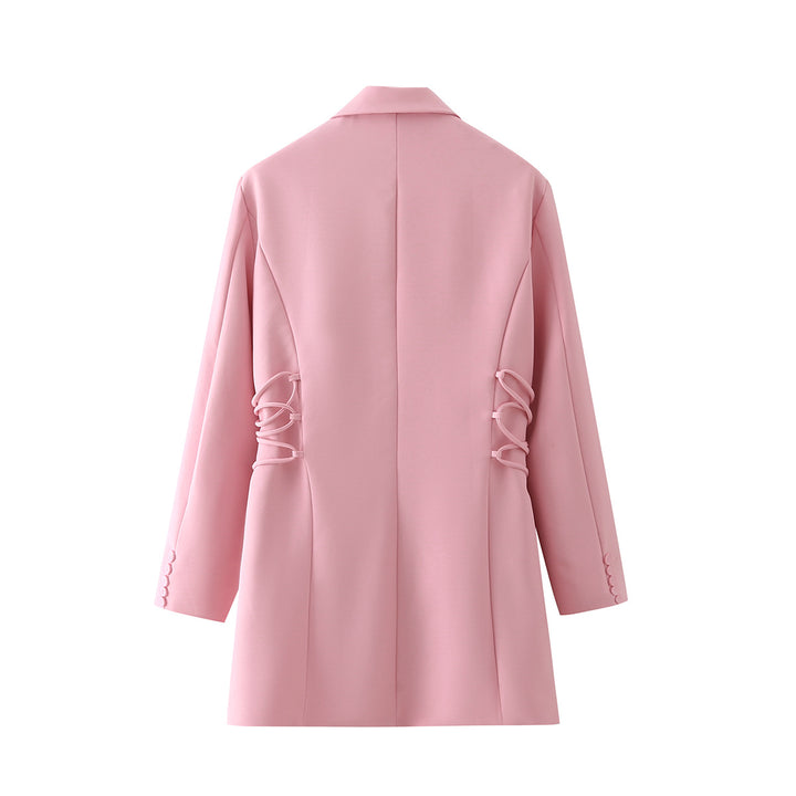 Damen nan taillierter Longblazer mit seitlicher Schnürung und Pattentaschen Drune