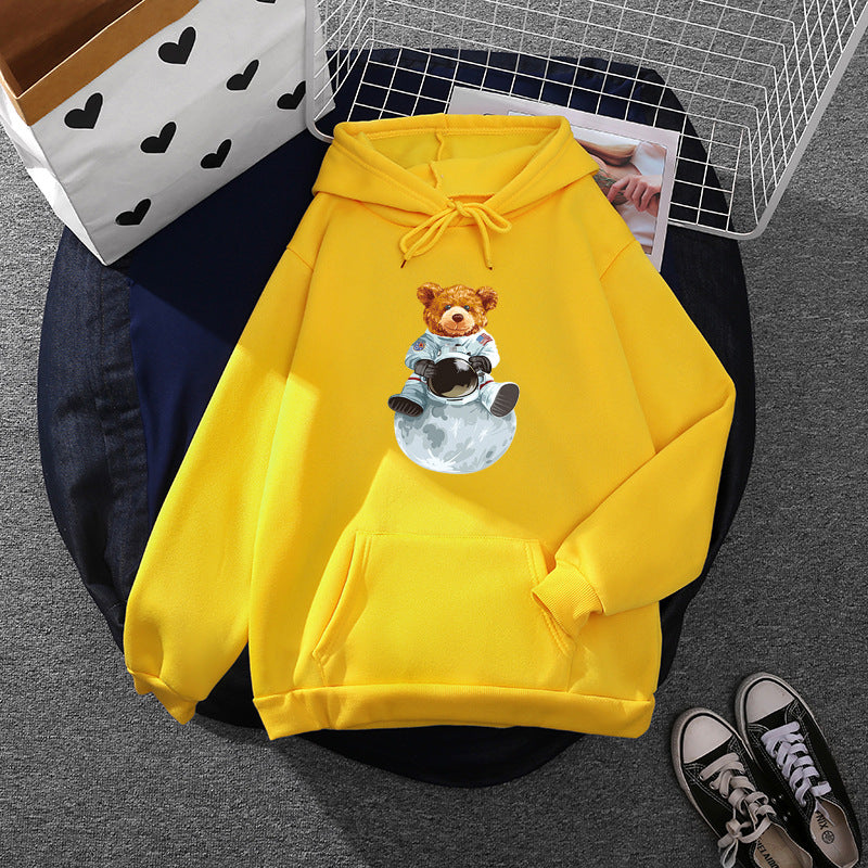 Damen nan weicher Oversize-Kapuzenpullover mit kawaii Pilzfrosch-Print, Kängurutasche und gerippten Bündchen Drune