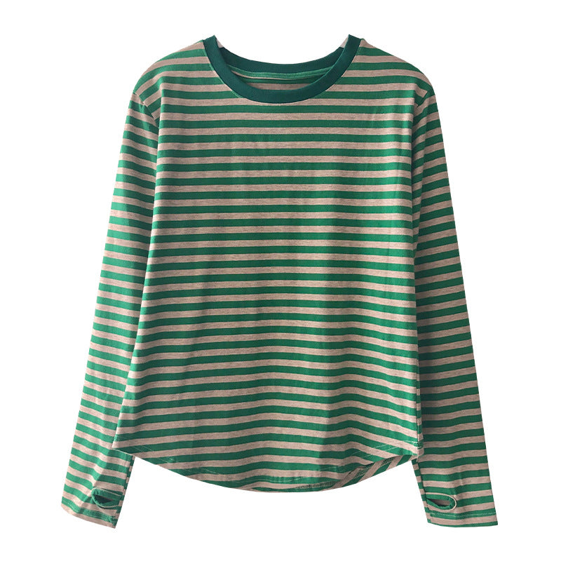 Damen lässiges Langarmshirt mit Streifenmuster und weitem Schnitt Drune