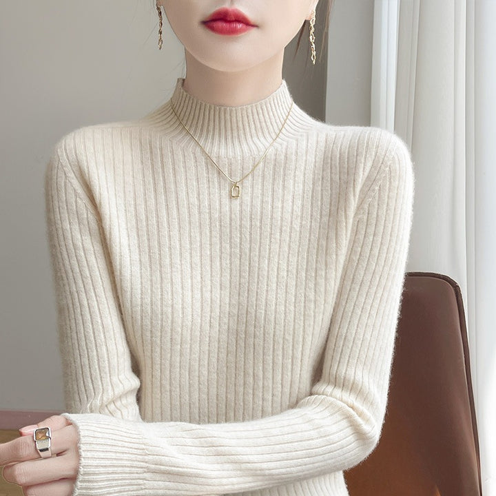 Damen Schmaler Rippenstrick-Mockneck mit extraweicher Kaschmir-Optik Drune