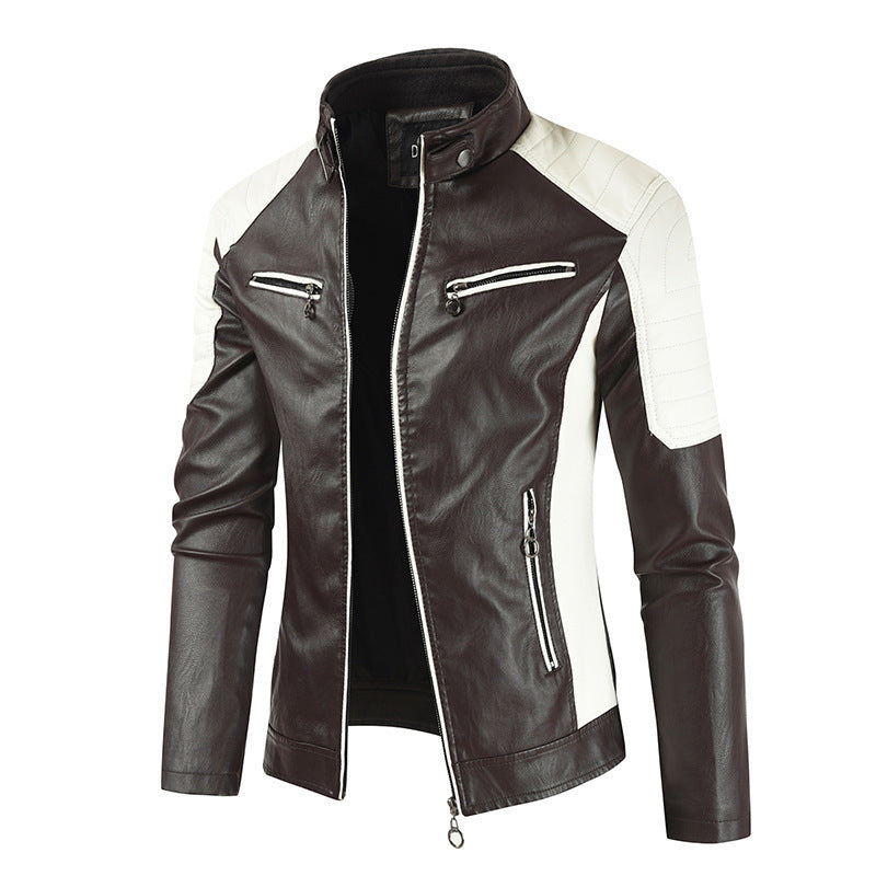 Herren Modische Bikerjacke mit Lederapplikationen Drune