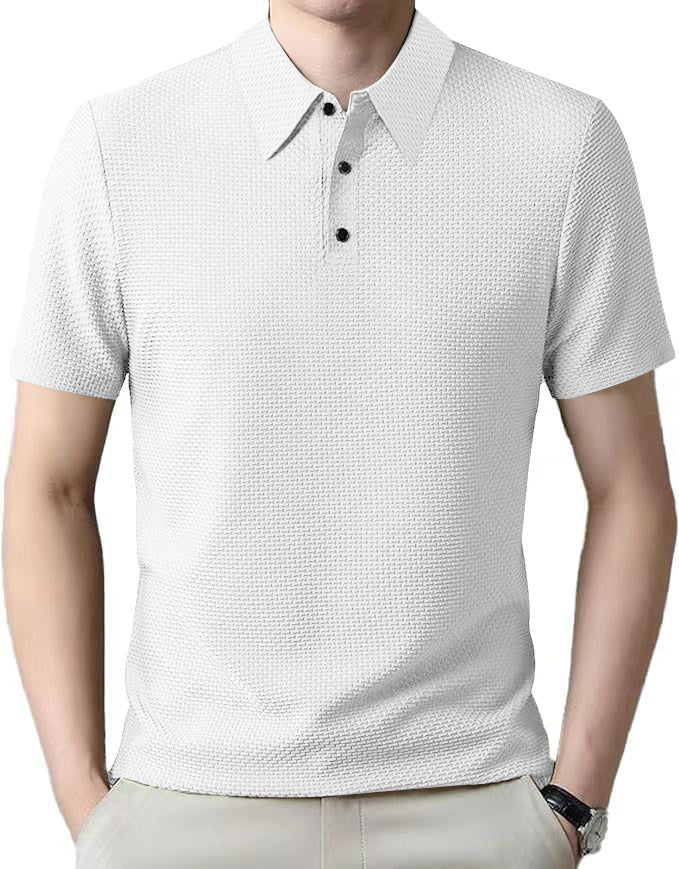 Herren nan Mikrostruktur-Poloshirt mit Hemdkragen, dezenter Knopfleiste und atmungsaktivem Jersey Drune