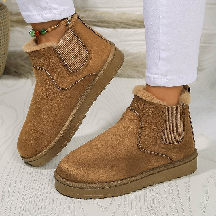 Damen  gefütterte Chelsea-Ankle-Boots mit Teddyfutter, elastischer Seitenblende und rutschfester Leichtsohle Drune