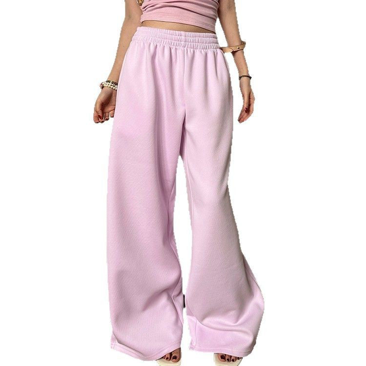 Damen nan weite Loungehose mit elastischem Bund, seitlichen Eingrifftaschen und fließendem Bein Drune