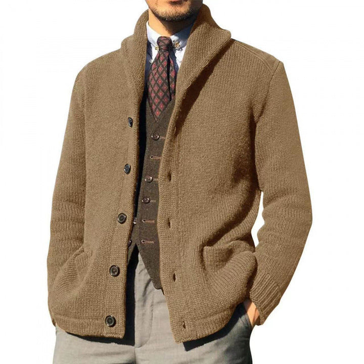 Herren Strickjacke mit modernem Stehkragen und praktischen Knöpfen Drune