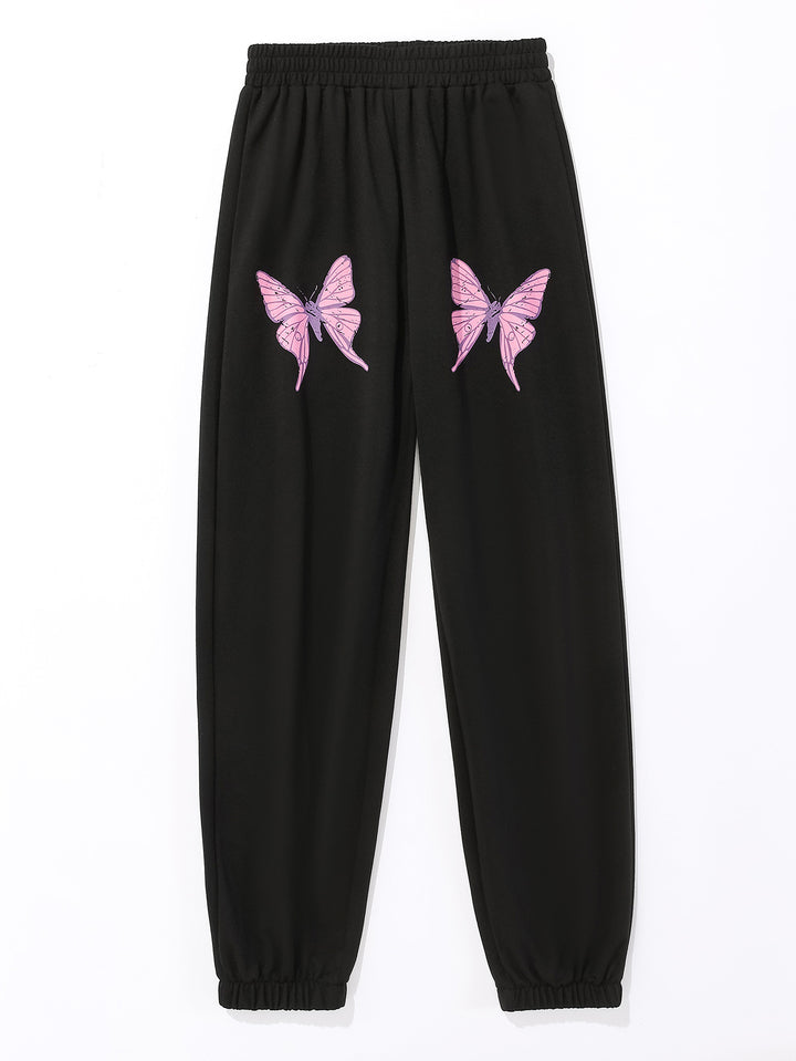 Damen Jogginghose mit buntem Schmetterlingsmotiv Drune
