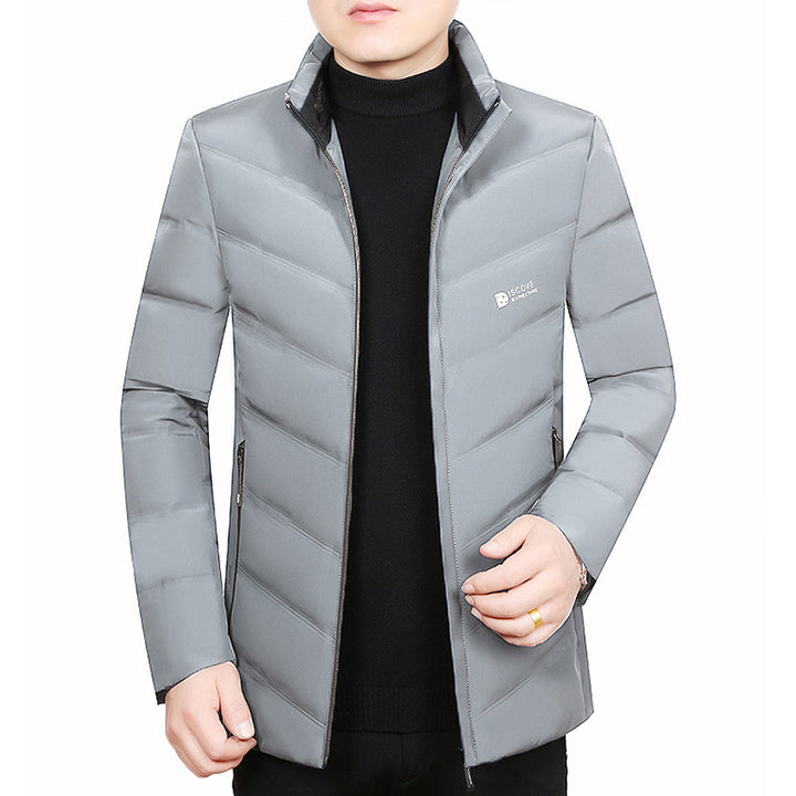 Herren Slim-Fit Reisesteppjacke mit Stehkragen und Chevron-Steppung Drune