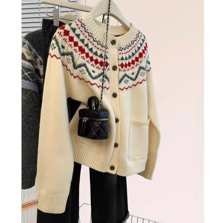 Damen Strickjacke mit traditionellem Muster Drune