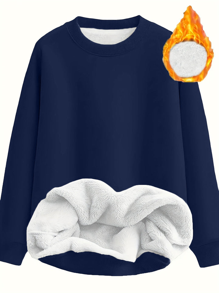 Damen Kuscheliger Fleece-Pullover mit weichem Innenfutter und elastischem Bund Drune