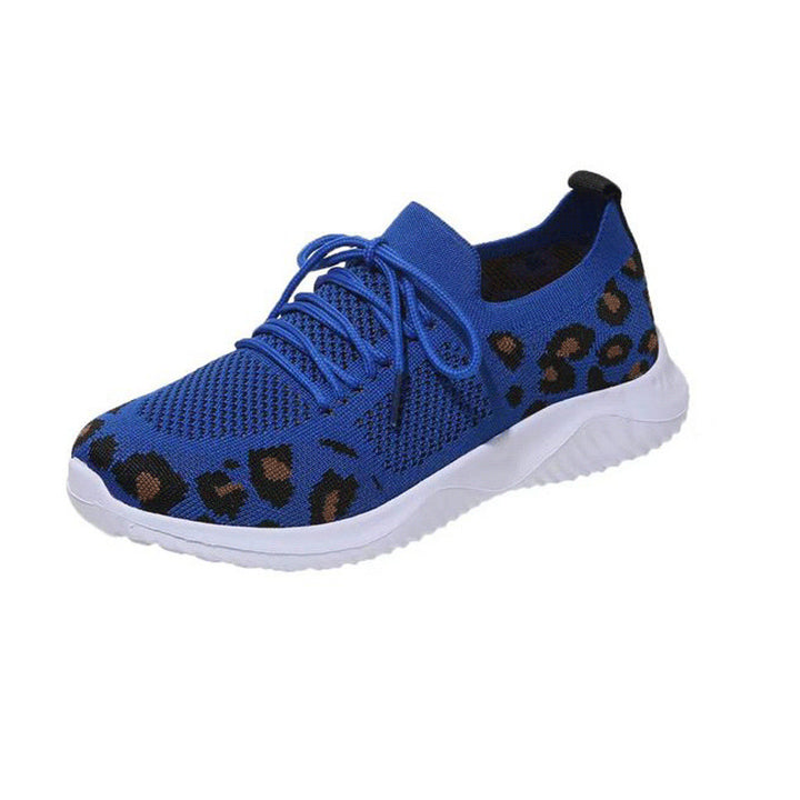 Damen Atmungsaktive Strick-Slipper mit gepolsterter Dämpfungssohle und Leoparden-Schaft Drune