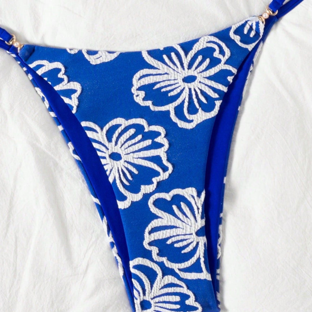 Damen Triangel-Bikini mit floralem Design und verstellbaren Trägern Drune